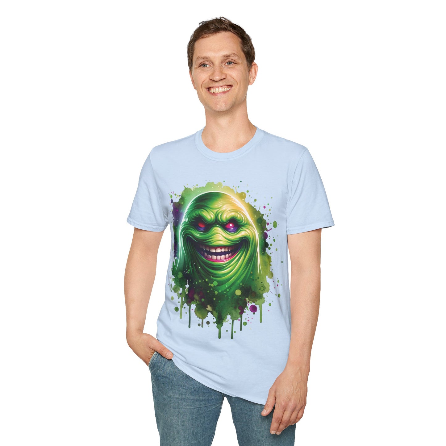 Slimey Ghost Spector Horror Fun Unisex Soft style T Shirt Men Women