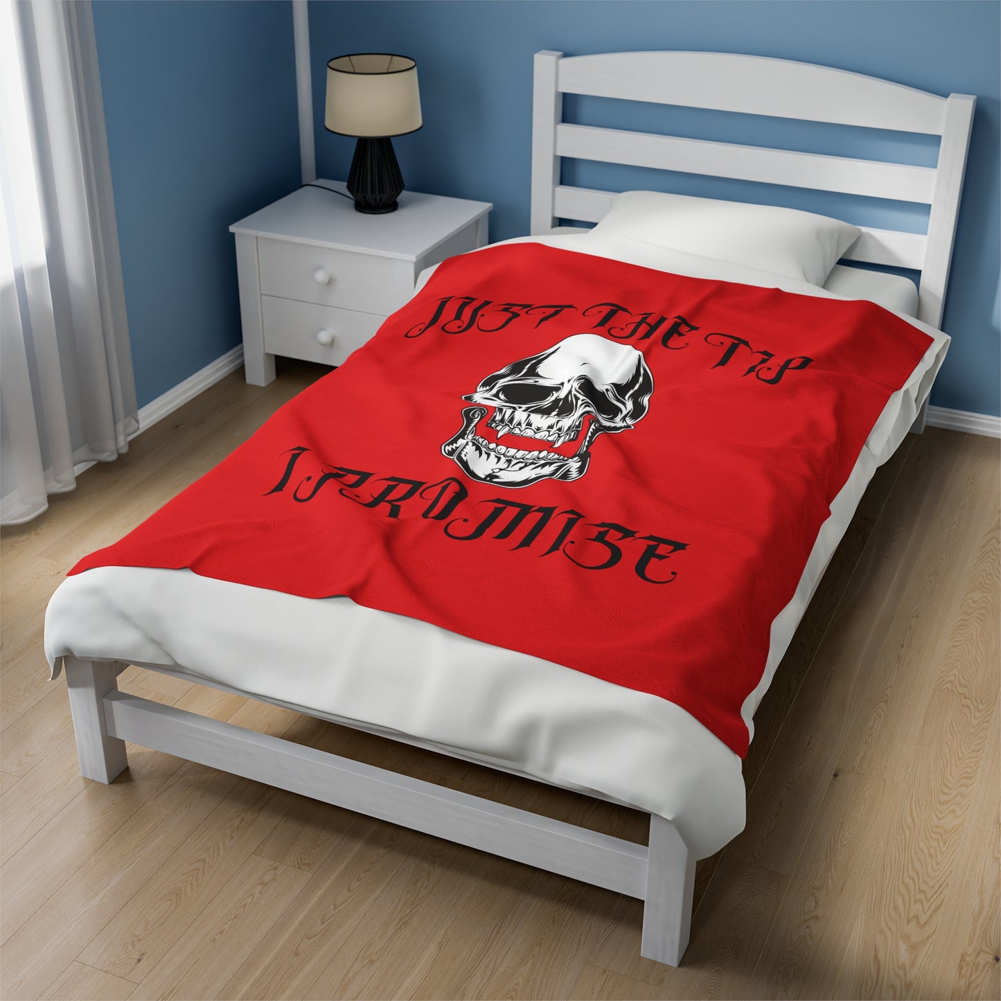 Vampire Just The Tip Skull Velveteen Plush Throw Blanket