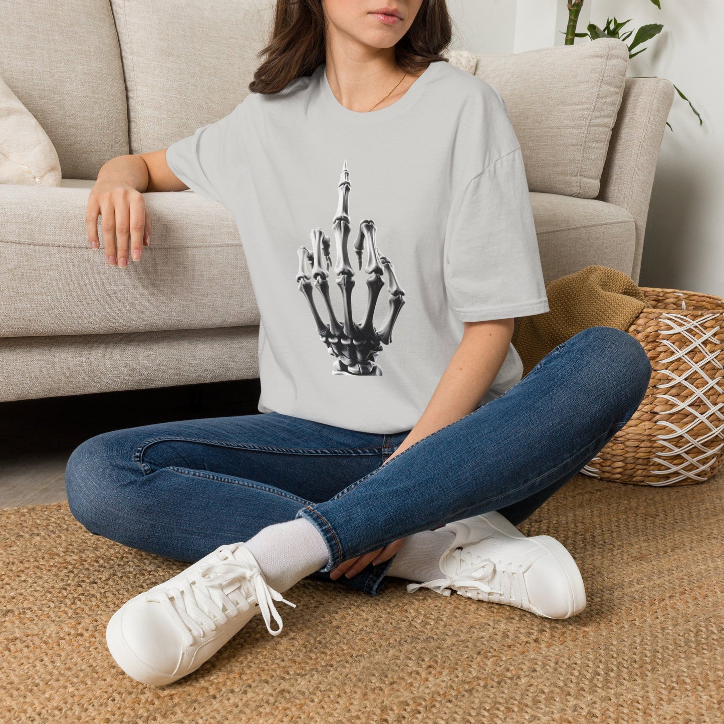 Skeleton Middle Finger T-Shirt — Edgy Gothic Graphic Tee
