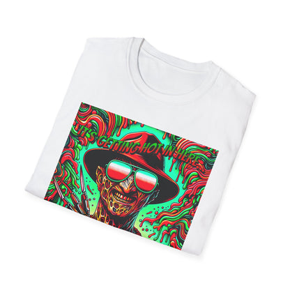 Horradelic Horror Freddy With Sunglasses Krueger It's Getting Hot In Here Unisex Softstyle T-Shirt Nightmare Fun Shirt Elm St