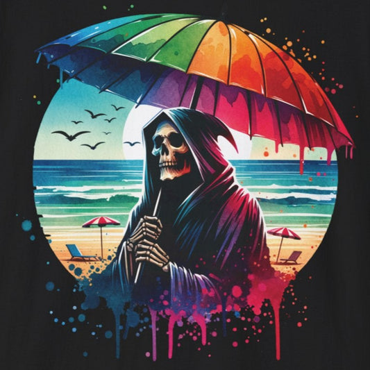 Summerween Pride Grim Reaper Beach Day Unisex Soft style T-Shirt