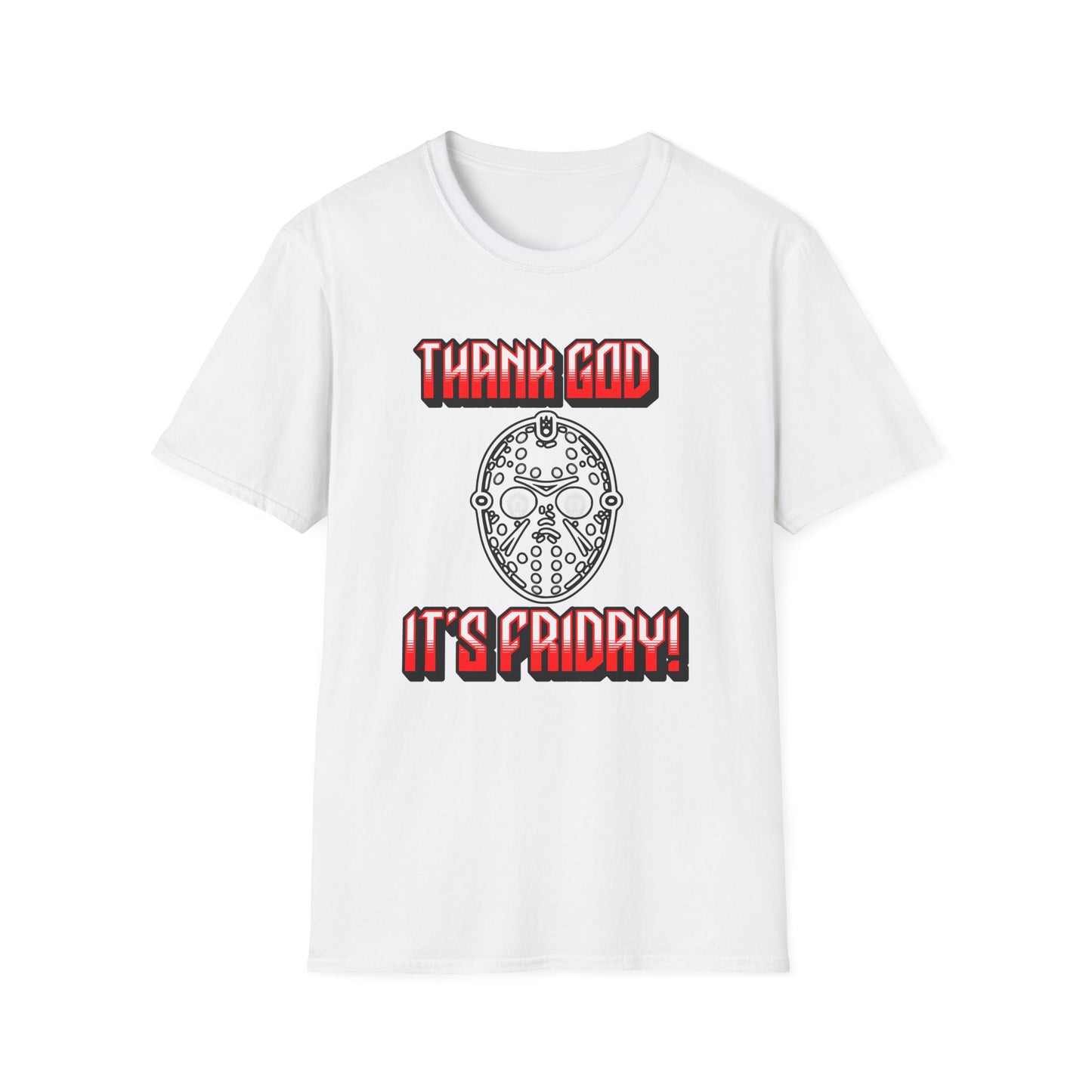 Thank god, It's Friday! TGIF Unisex Softstyle T-Shirt Jason Hockey Mask Horror Fun