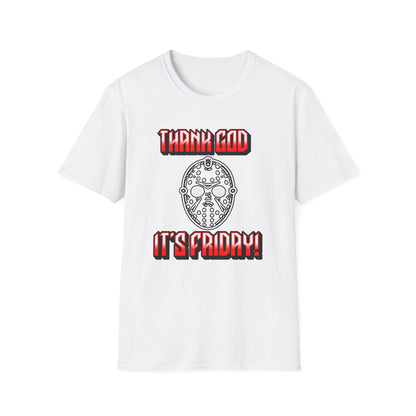 Thank god, It's Friday! TGIF Unisex Softstyle T-Shirt Jason Hockey Mask Horror Fun