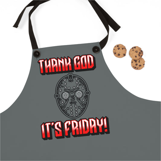 TGIF Thank God It's Friday Jason Mask In Mask Art Voorhees Horror Collectible BBQ Cooking Apron (AOP)