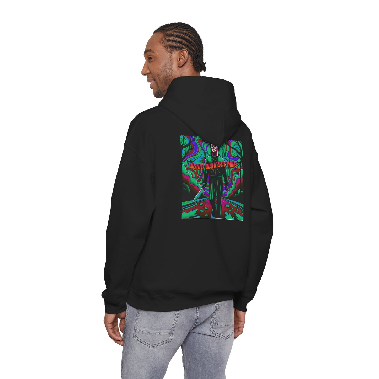 Psychedelic Road Trip Michael Hoodie – "Would Walk 500 Miles" Graphic Pullover