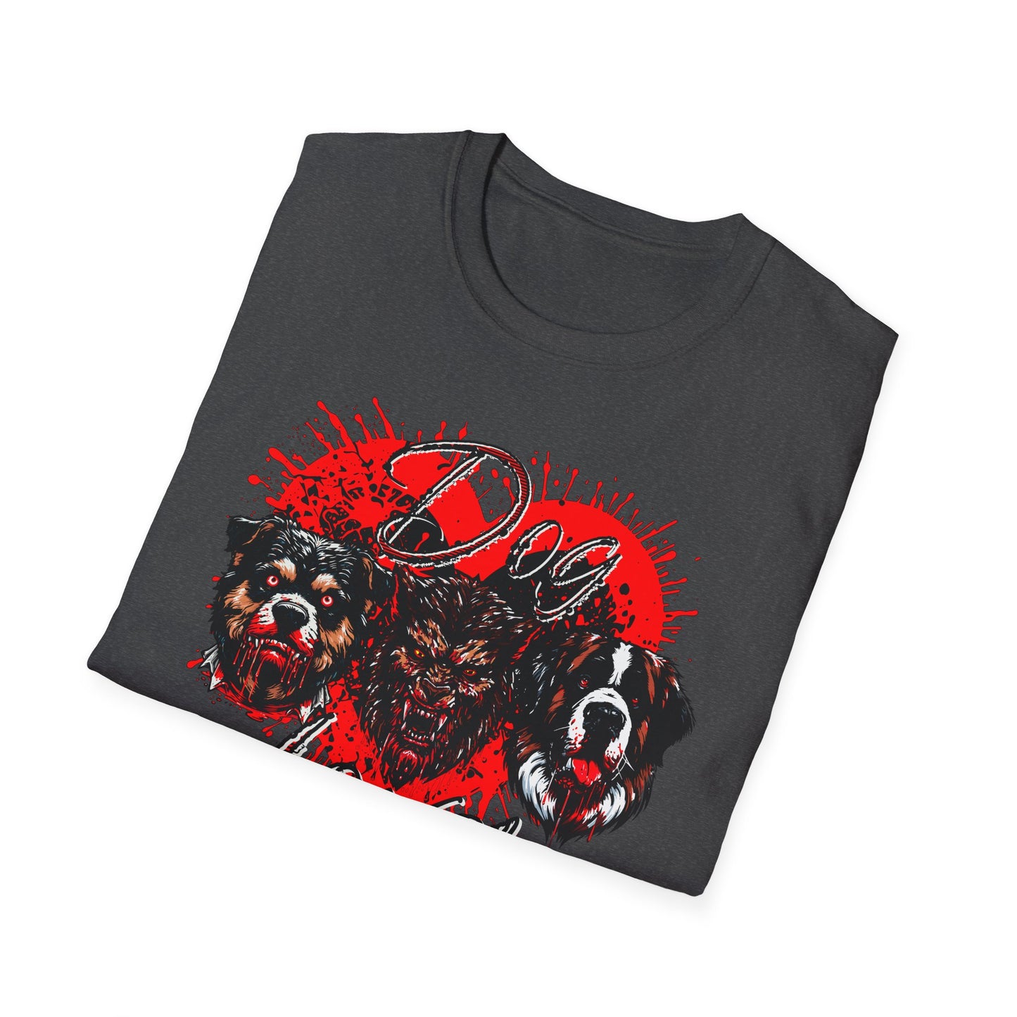 Dog Lover Hounds Of Hell Bloody heart Horror Fun Unisex Softstyle T-Shirt Animal Dark Humor Shirt