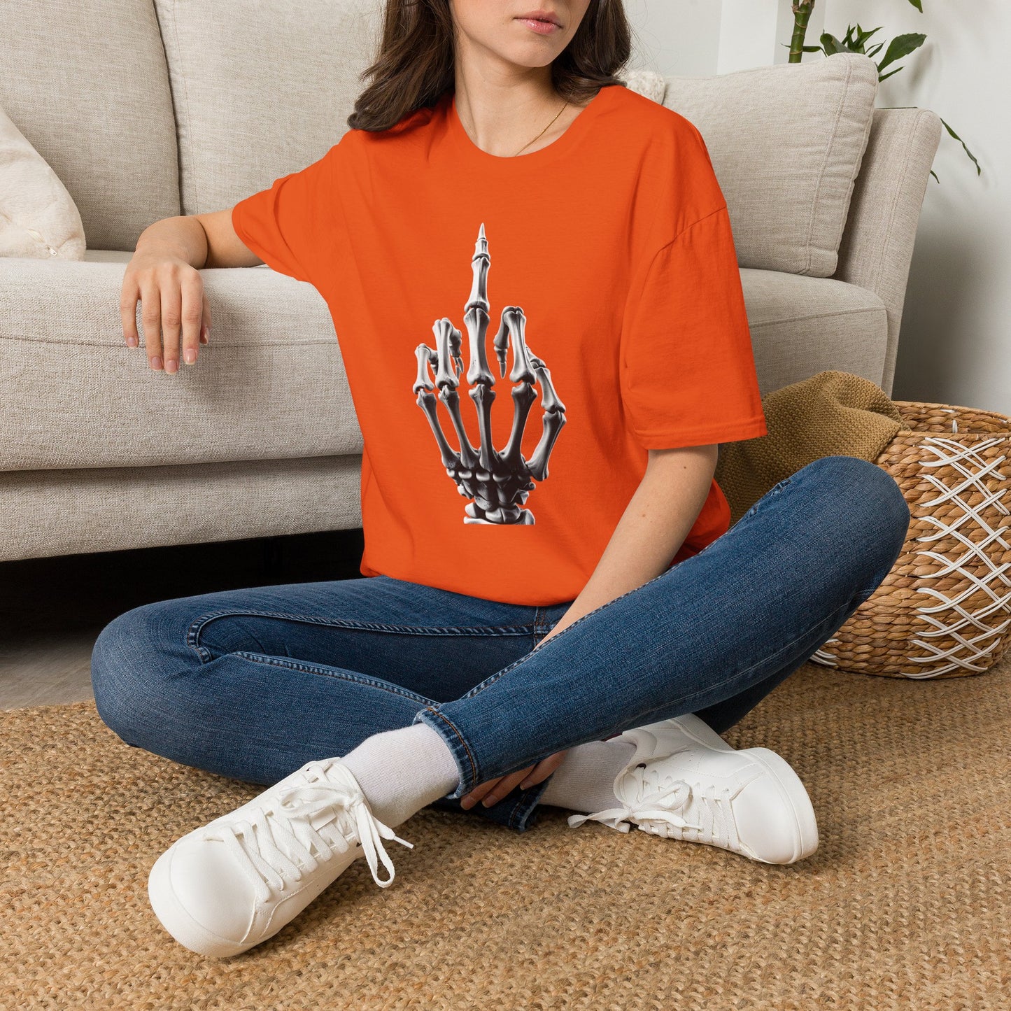 Skeleton Middle Finger T-Shirt — Edgy Gothic Graphic Tee