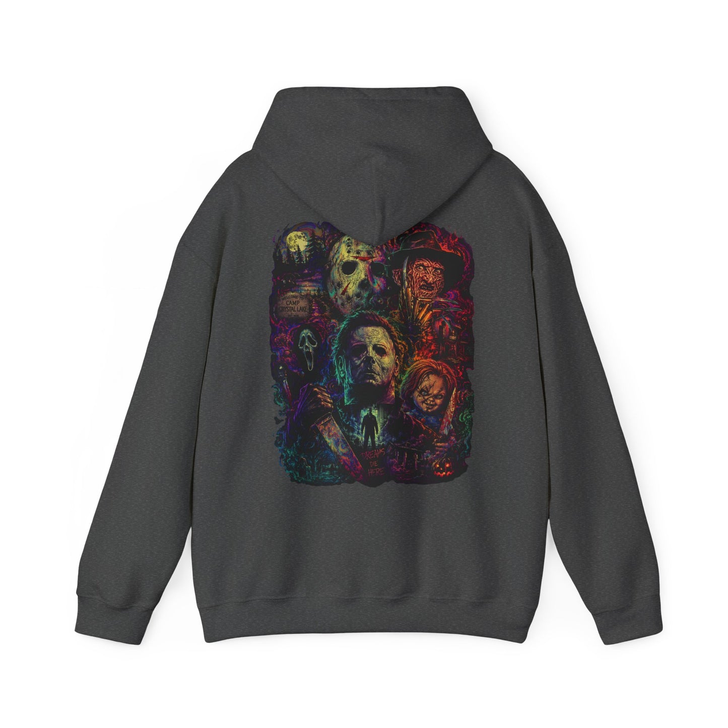 Horror Icons Hoodie — Vintage Slasher Collage Sweatshirt