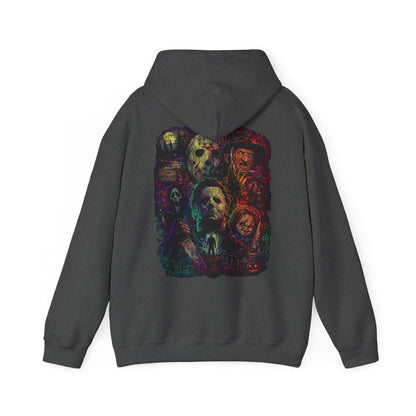 Horror Icons Hoodie — Vintage Slasher Collage Sweatshirt