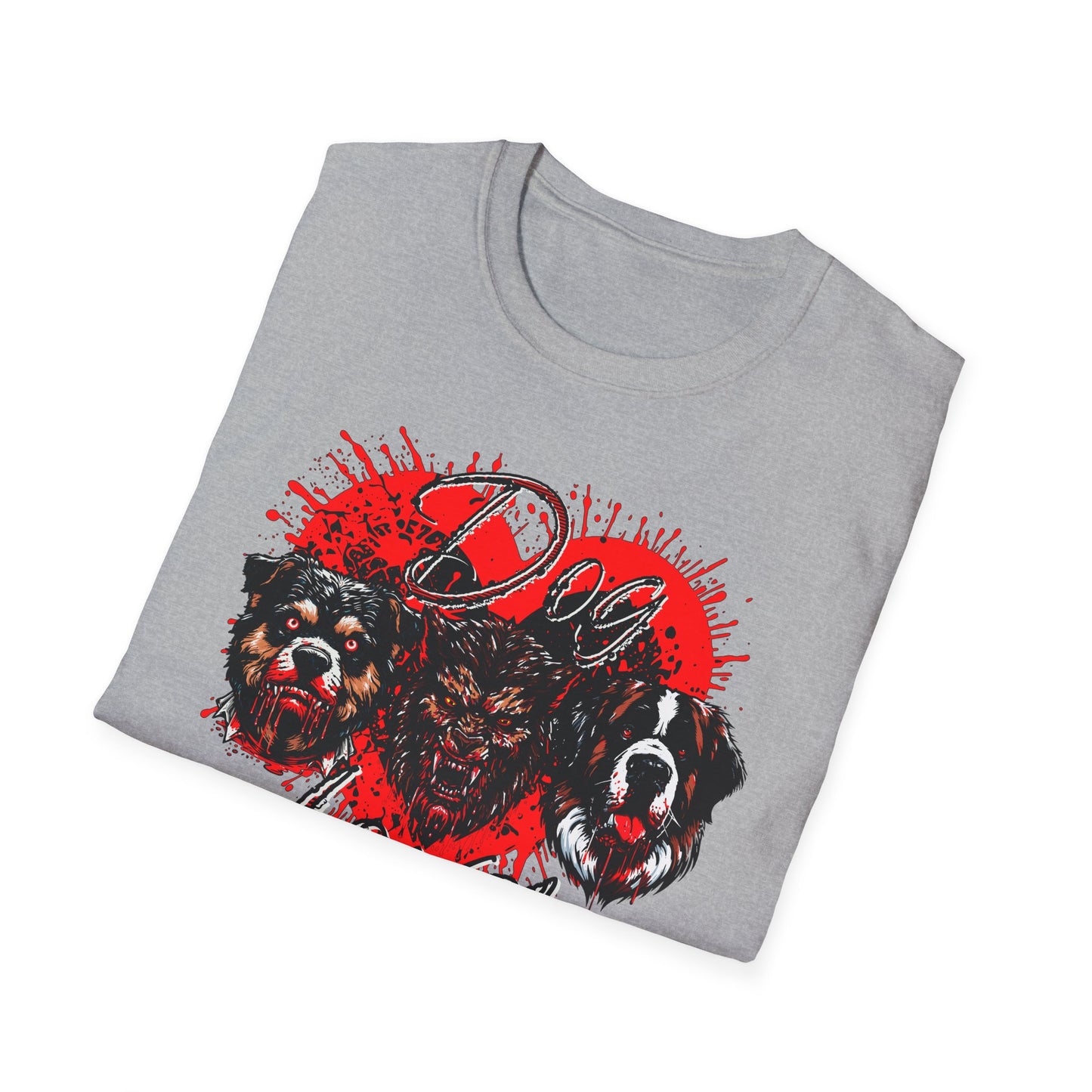 Dog Lover Hounds Of Hell Bloody heart Horror Fun Unisex Softstyle T-Shirt Animal Dark Humor Shirt