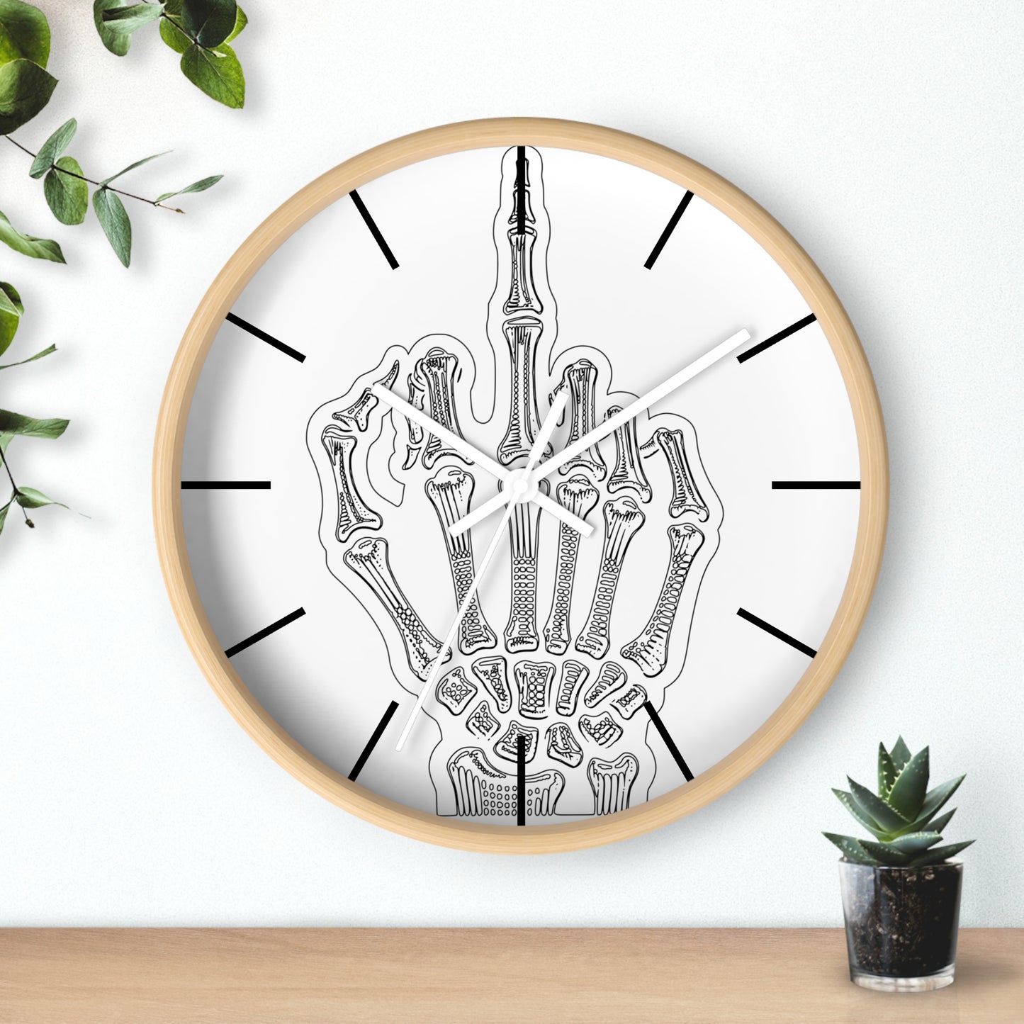 Spooky Skeleton Middle Finger Wall Clock