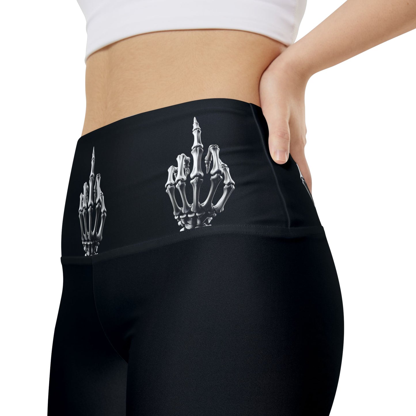 Skeleton Middle Finger Bike Shorts — Women's Gothic Workout Shorts