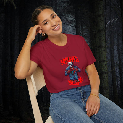 Horrorvational Forever Young Horror Fun Jason With The Mask On Voorhees Unisex Softstyle T-Shirt Friday Shirt