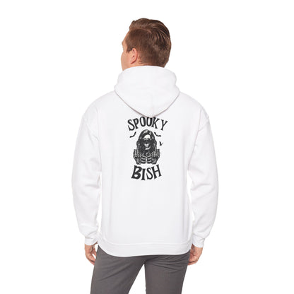 Spooky Bish Hoodie — Skeleton Finger and Sunglasses Design