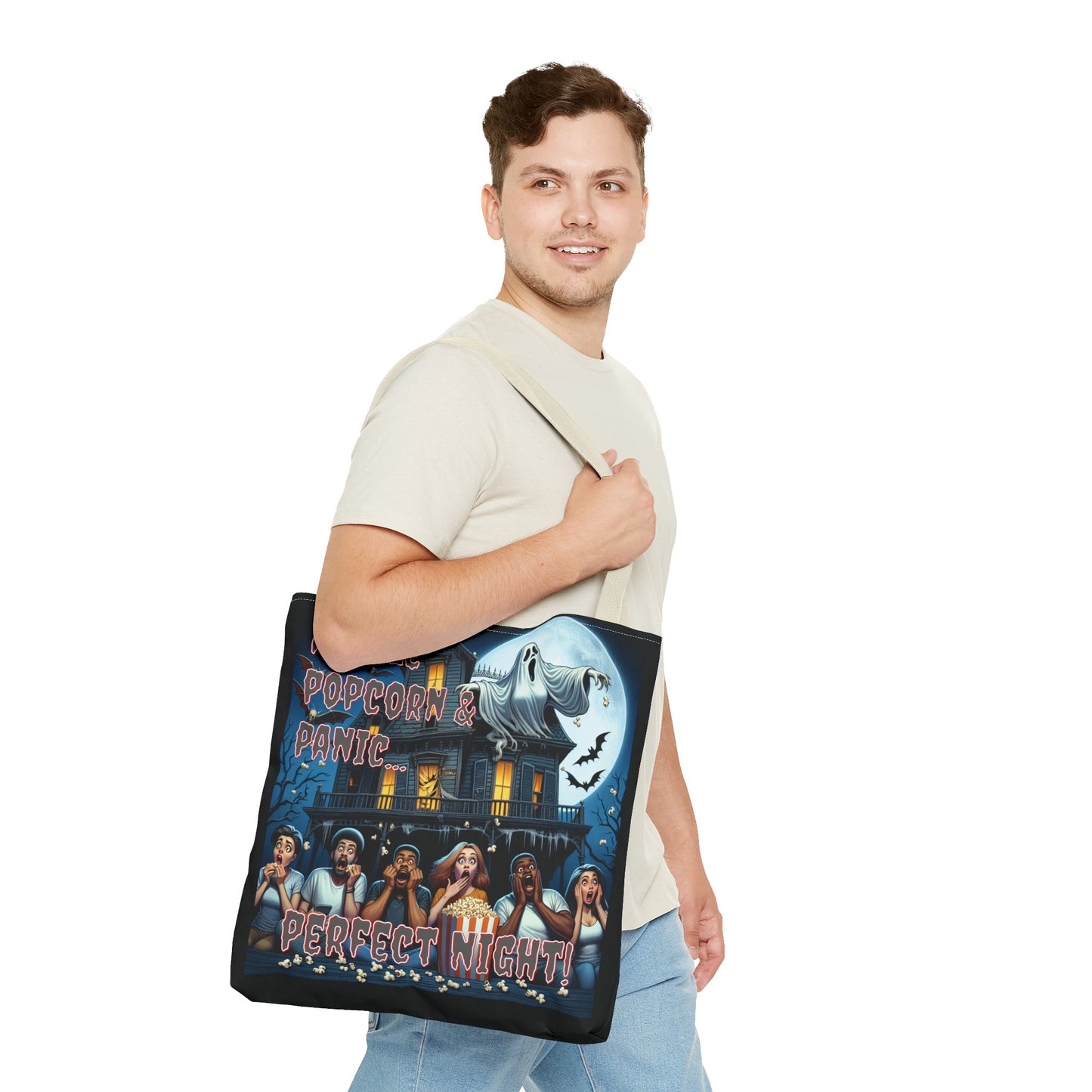 People Popcorn & Panic Perfect Night Shoulder Tote Bag (AOP)