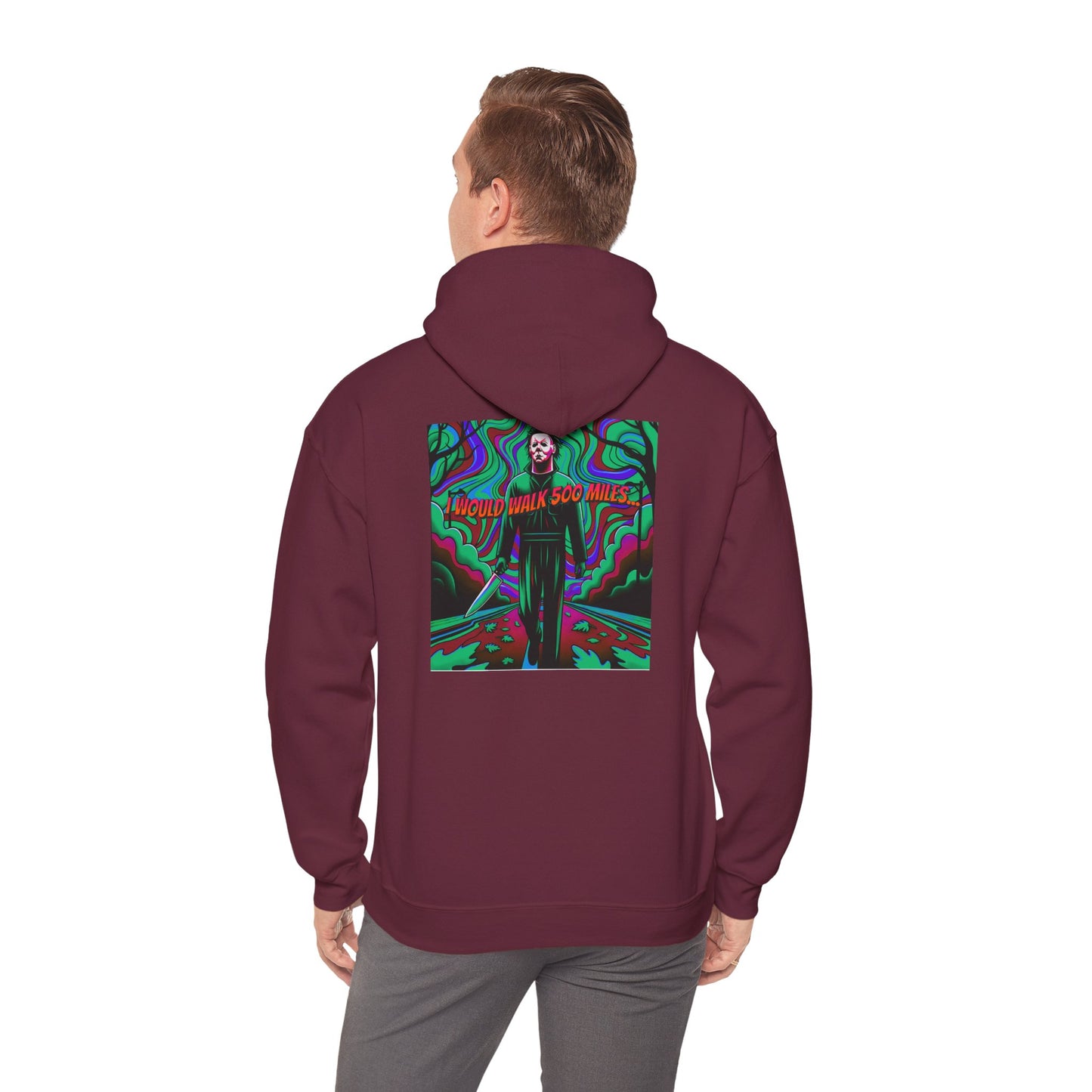 Psychedelic Road Trip Michael Hoodie – "Would Walk 500 Miles" Graphic Pullover