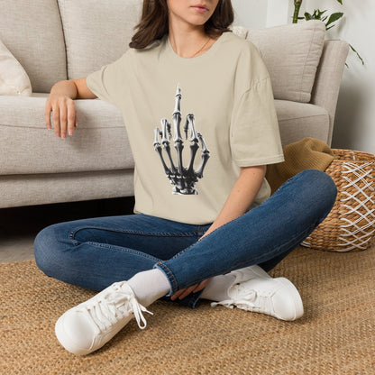 Skeleton Middle Finger T-Shirt — Edgy Gothic Graphic Tee