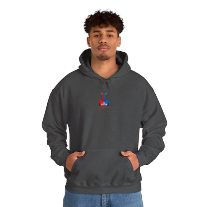 Hooded Sweatshirt - The System - Real People Arent Fooled Red Blue Design