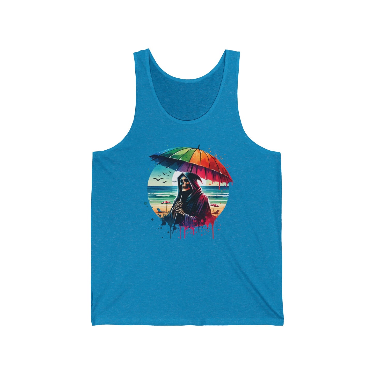 Summerween Pride Grim Reaper Beach Day Unisex Jersey Tank Top