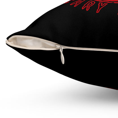 Warning, Scary Inside Livingroom Bedroom Spun Polyester Square Pillow Horror Fun Halloween
