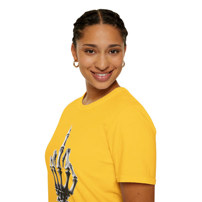 Skeleton Middle Finger T-Shirt — Edgy Gothic Graphic Tee