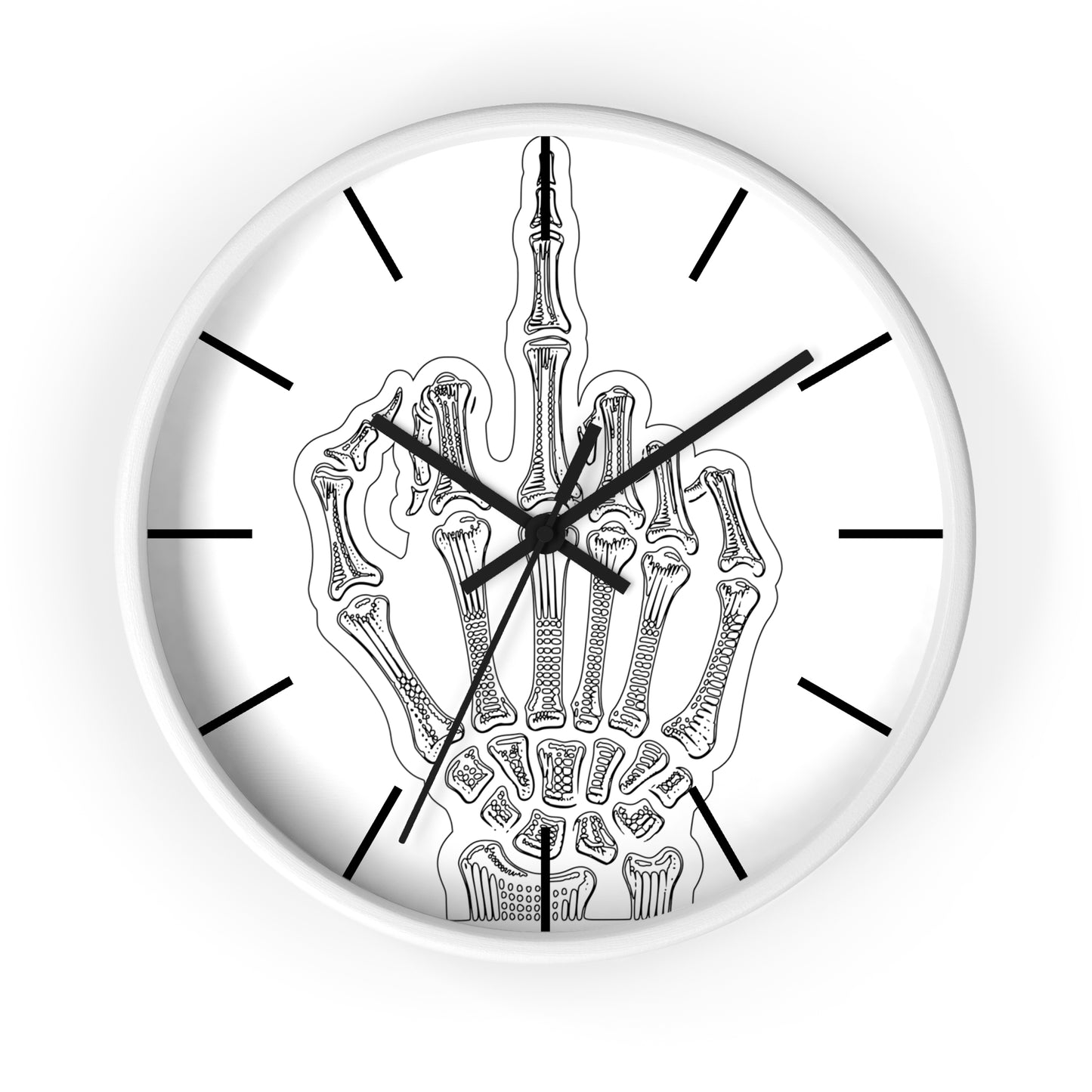 Spooky Skeleton Middle Finger Wall Clock