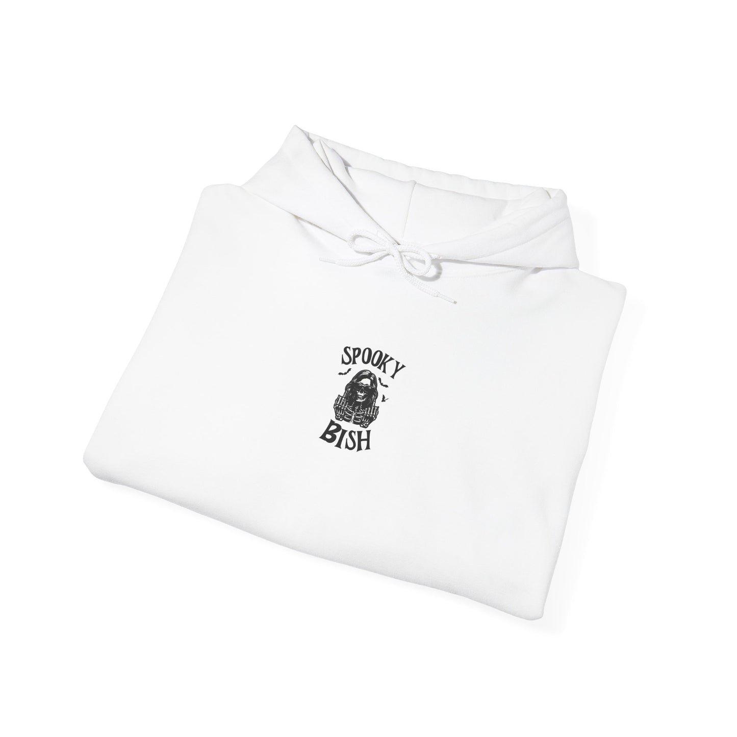 Spooky Bish Hoodie — Skeleton Finger and Sunglasses Design
