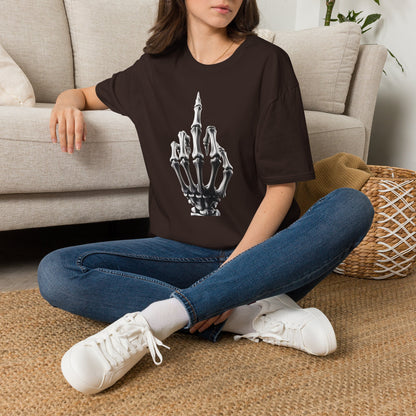 Skeleton Middle Finger T-Shirt — Edgy Gothic Graphic Tee