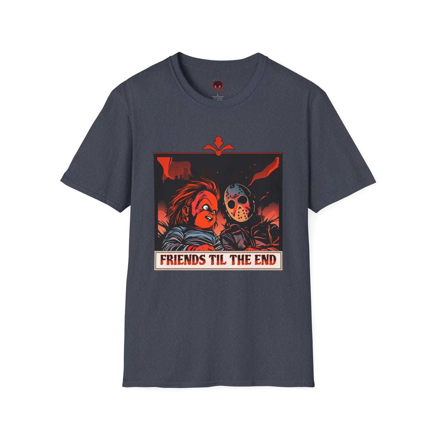 Friends 'Til the End Horror Movie T-Shirt Jason And Chucky Design