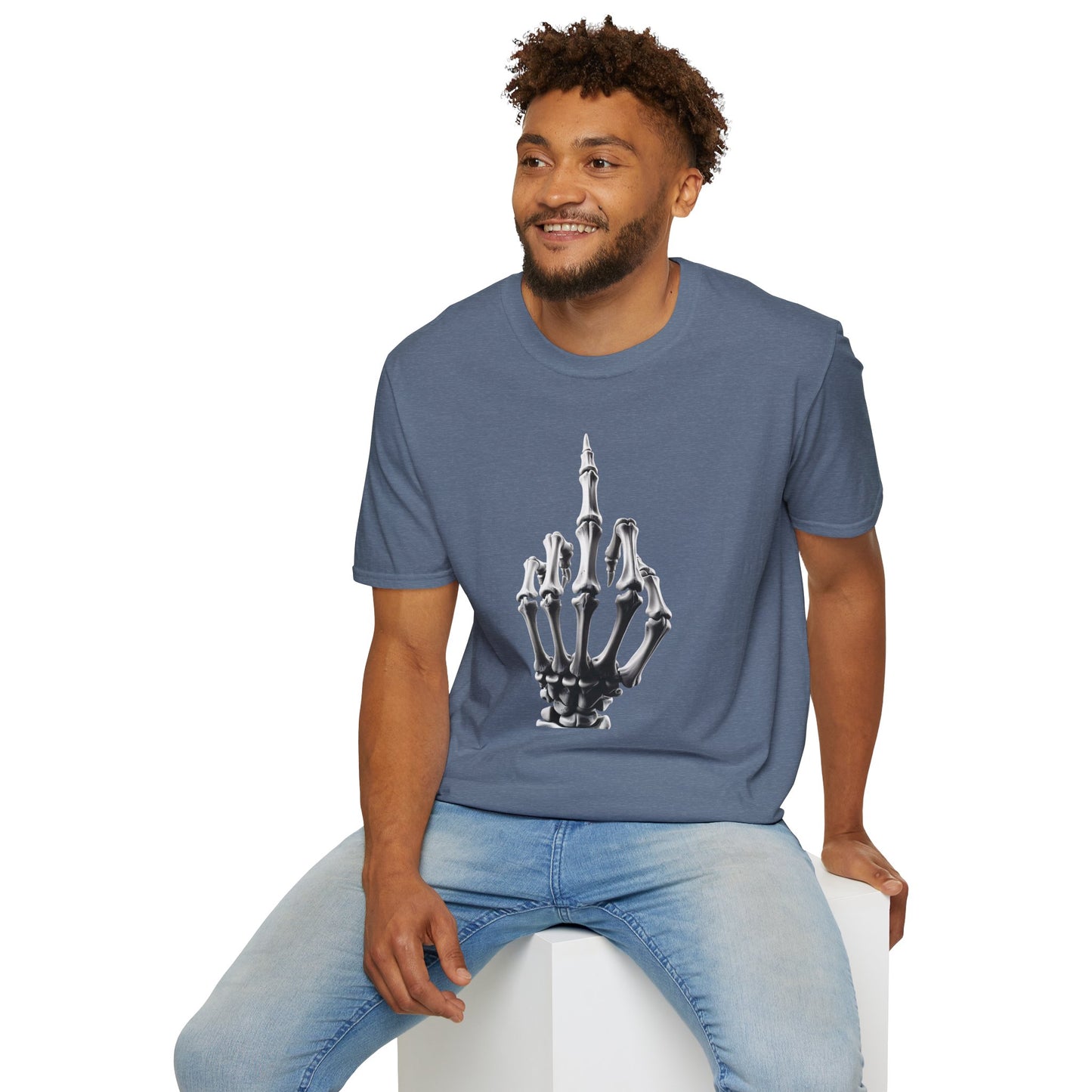 Skeleton Middle Finger T-Shirt — Edgy Gothic Graphic Tee