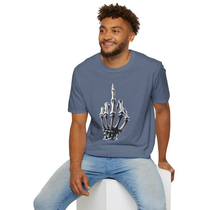 Skeleton Middle Finger T-Shirt — Edgy Gothic Graphic Tee