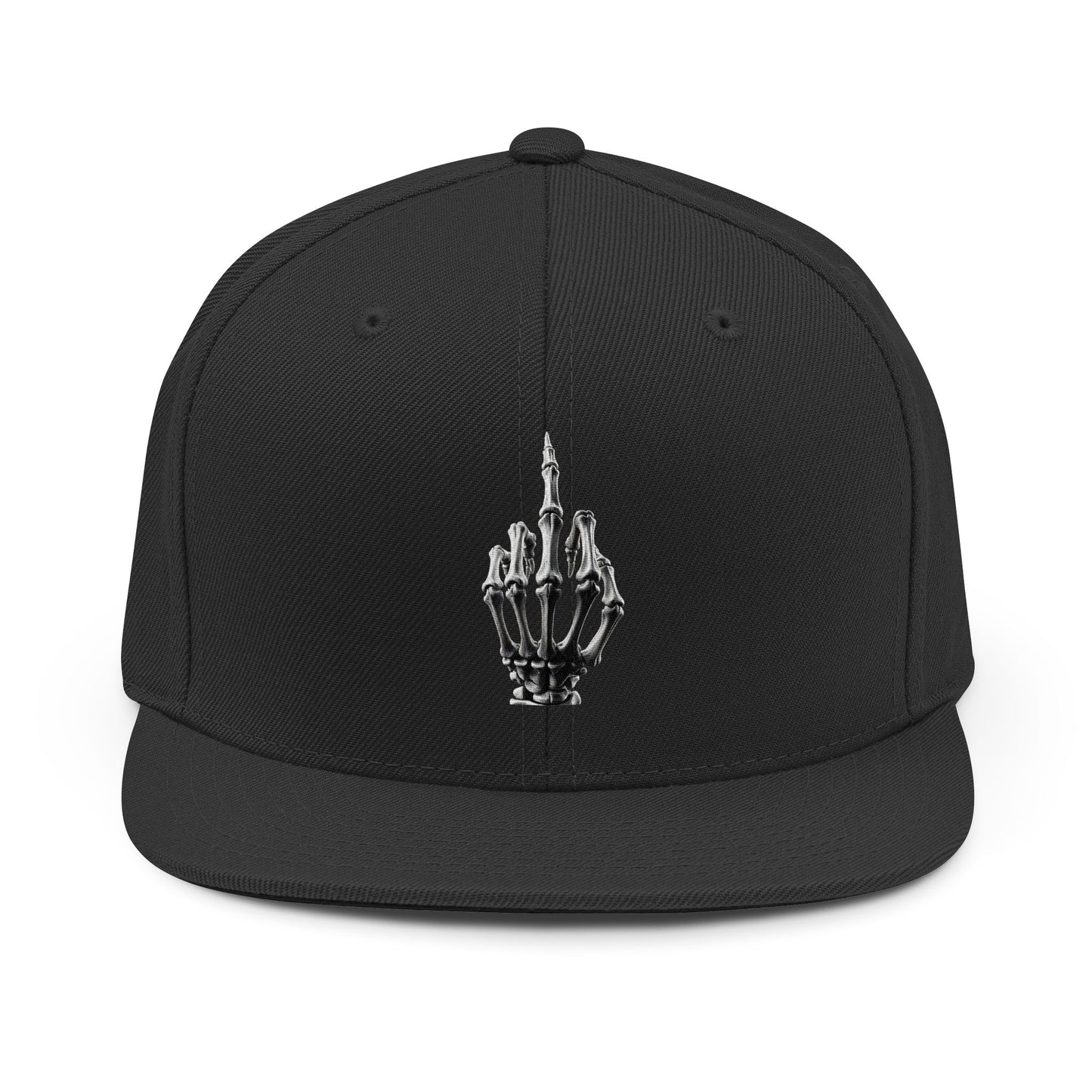 Skeleton Hand Middle Finger Snapback Hat — Edgy Gothic Punk Cap