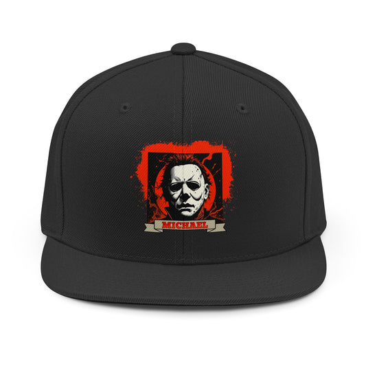 Snapback Hat — Horror Mask Graphic "Michael" Halloween Portrait