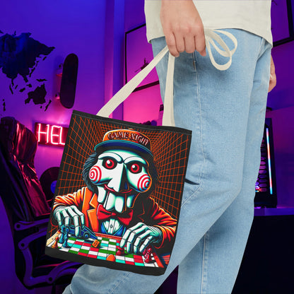 Game Night Billy Wearing A Hat The Puppet Playing Lunch Beach Gamer Carry Tote Bag (AOP) Horror Fun