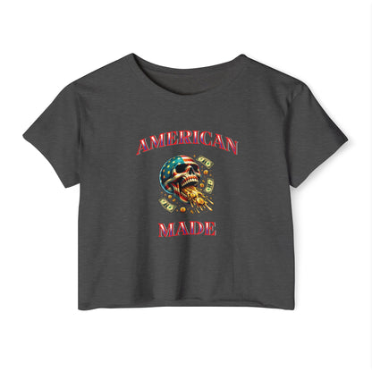 Crop Top - American Made Skull Money Design