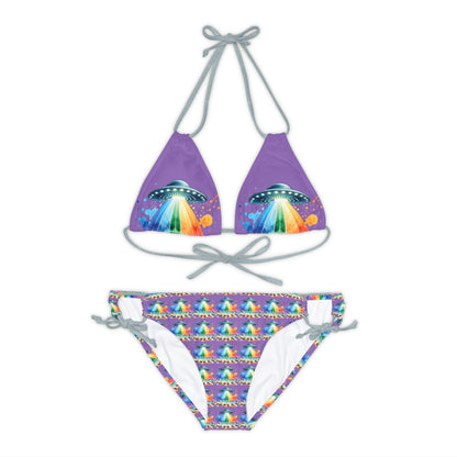 Summerween UFO Beach Day Strappy Bikini Set (AOP)