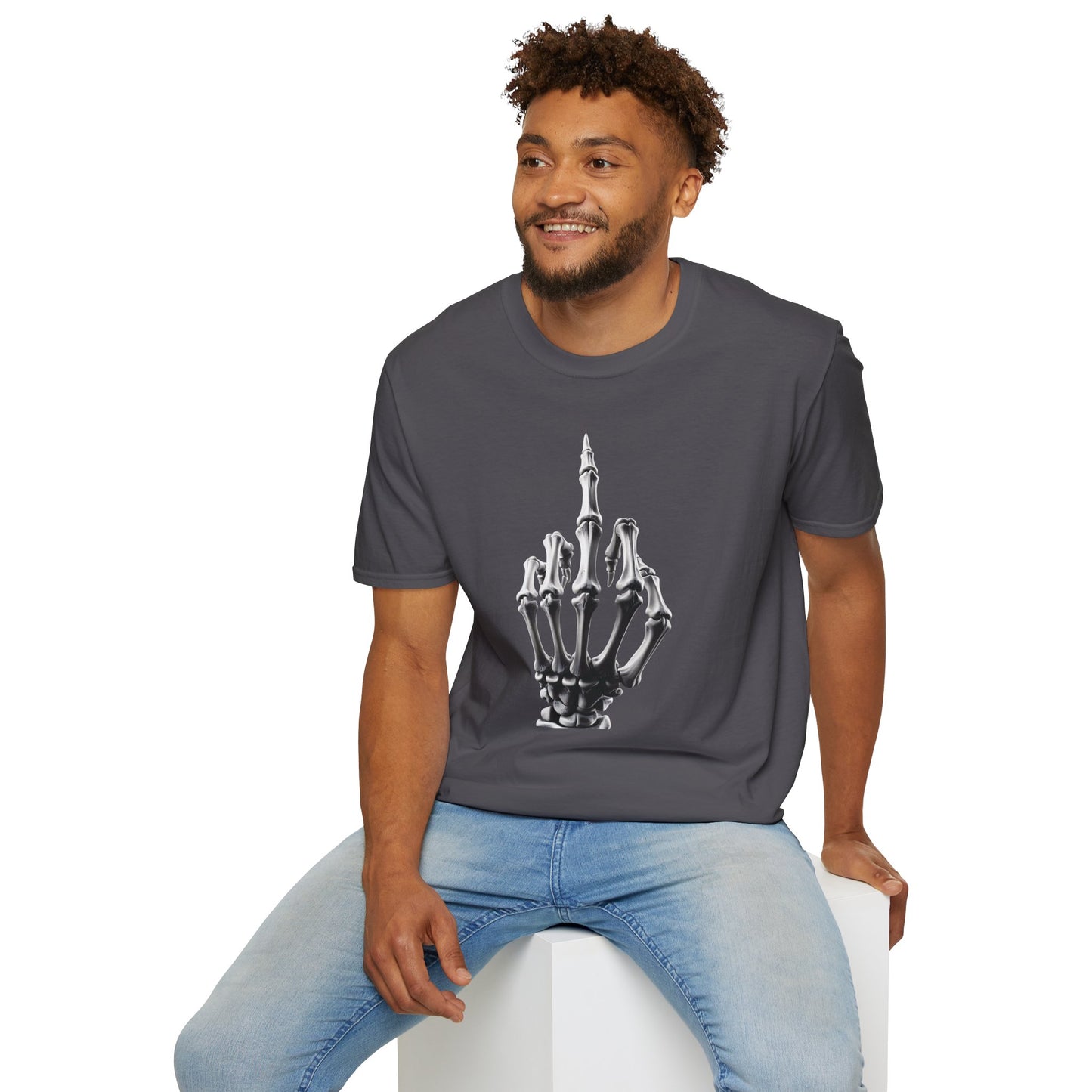 Skeleton Middle Finger T-Shirt — Edgy Gothic Graphic Tee