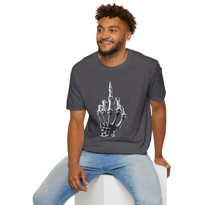 Skeleton Middle Finger T-Shirt — Edgy Gothic Graphic Tee