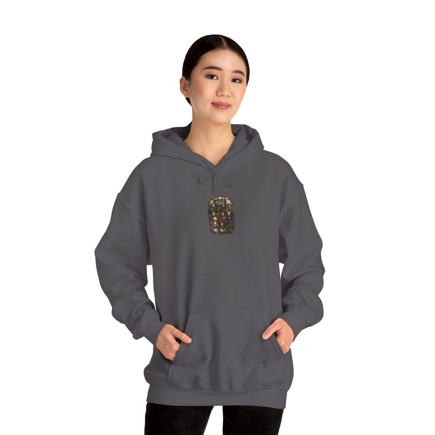 Horror Icons "Back to School" Hoodie — Vintage Movie Villains Graphic Sweatshirt