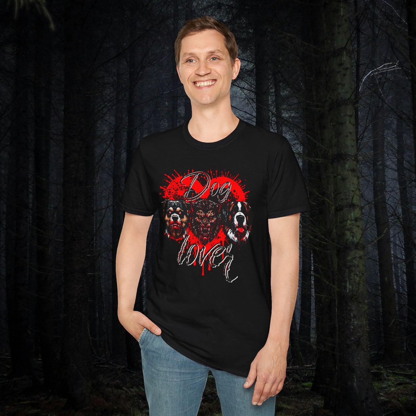 Dog Lover Hounds Of Hell Bloody heart Horror Fun Unisex Softstyle T-Shirt Animal Dark Humor Shirt