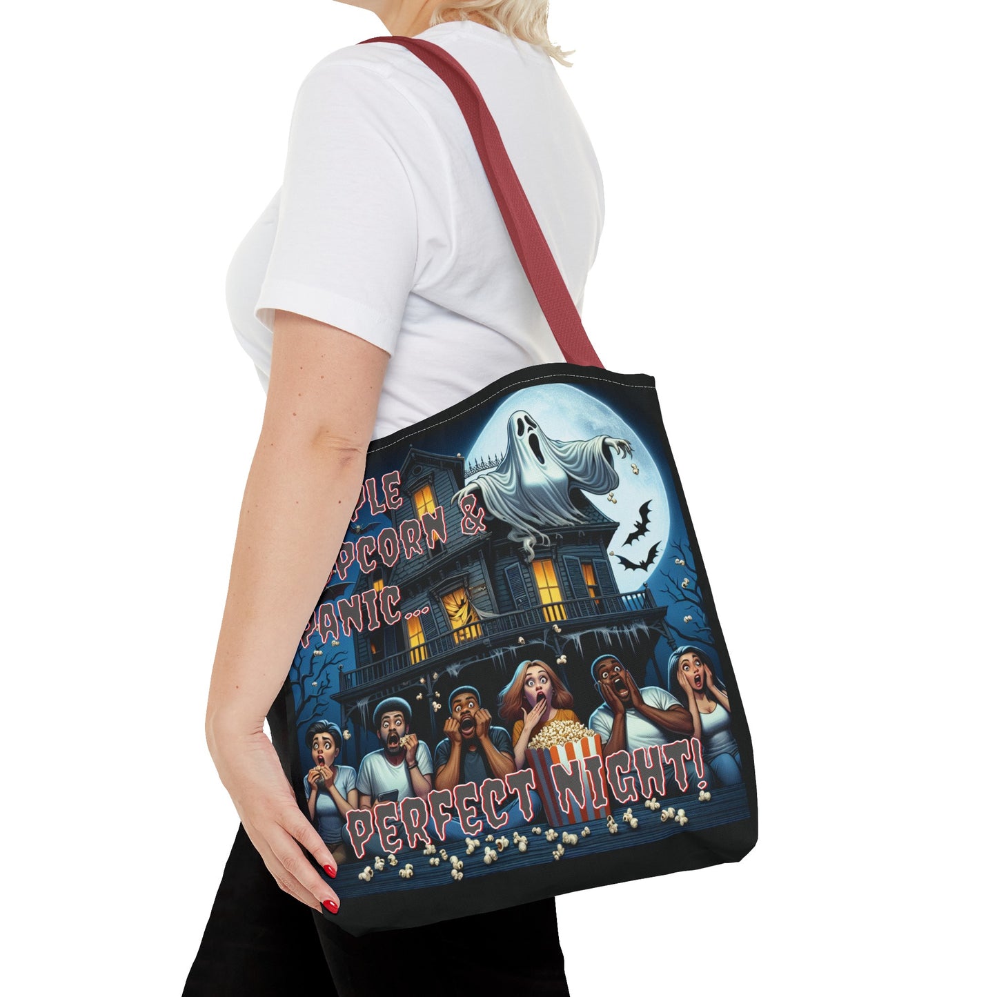 People Popcorn & Panic Perfect Night Shoulder Tote Bag (AOP)