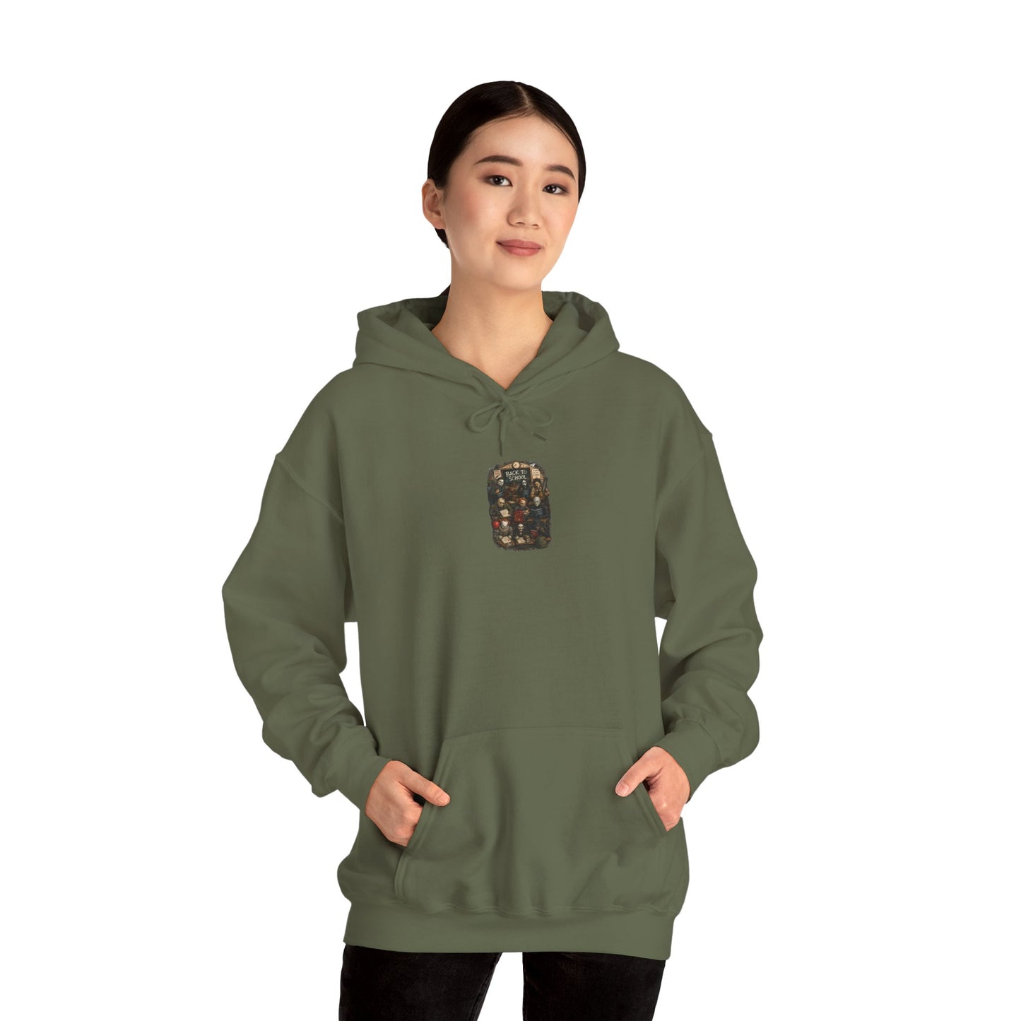 Horror Icons "Back to School" Hoodie — Vintage Movie Villains Graphic Sweatshirt