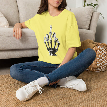 Skeleton Middle Finger T-Shirt — Edgy Gothic Graphic Tee