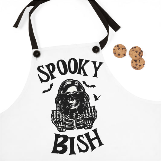 Spooky Bish Skeleton Middle Fingers Sunglasses Gothic Fun BBQ Cooking Kitchen Apron (AOP) Outdoor Summer Party
