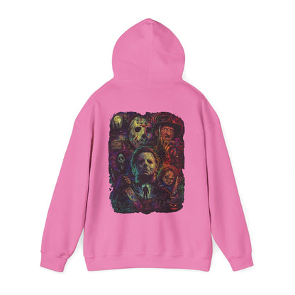 Horror Icons Hoodie — Vintage Slasher Collage Sweatshirt