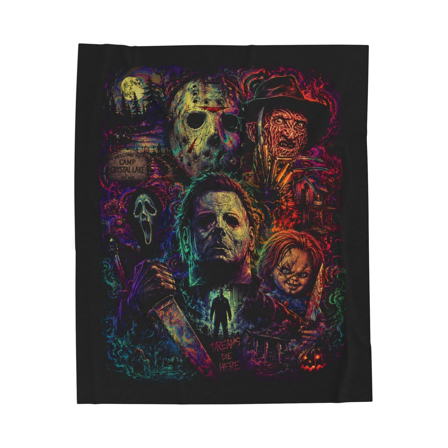 Horror Icons Velveteen Plush Halloween Throw Blanket
