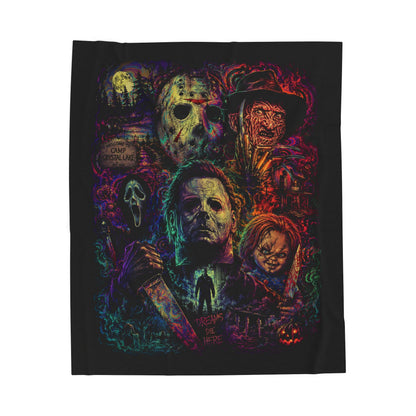Horror Icons Velveteen Plush Halloween Throw Blanket