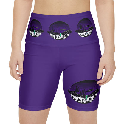 Women's Workout Shorts - Peaceful Alien UFO Design