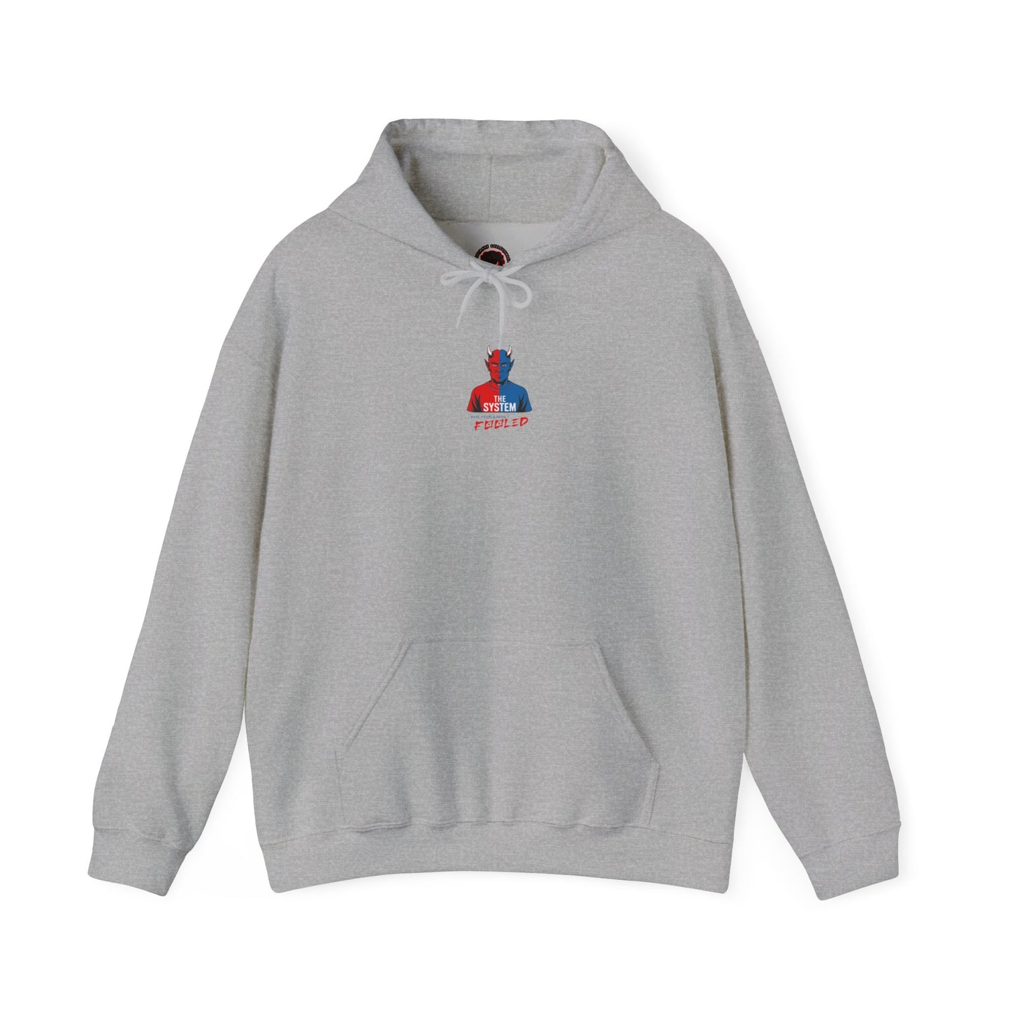 Hooded Sweatshirt - The System - Real People Arent Fooled Red Blue Design