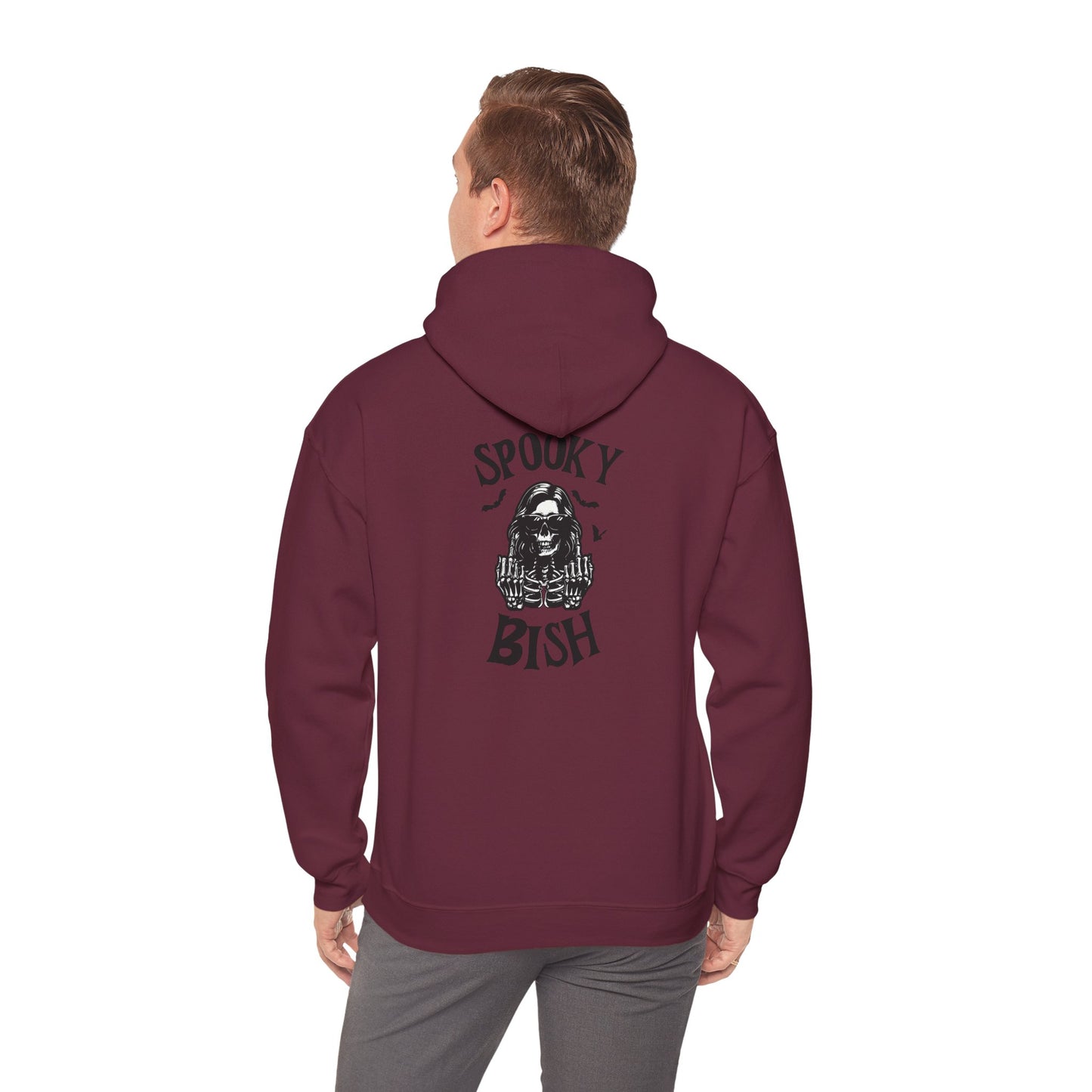 Spooky Bish Hoodie — Skeleton Finger and Sunglasses Design